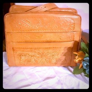 Genuine tooled leather shoulder bag Mexico